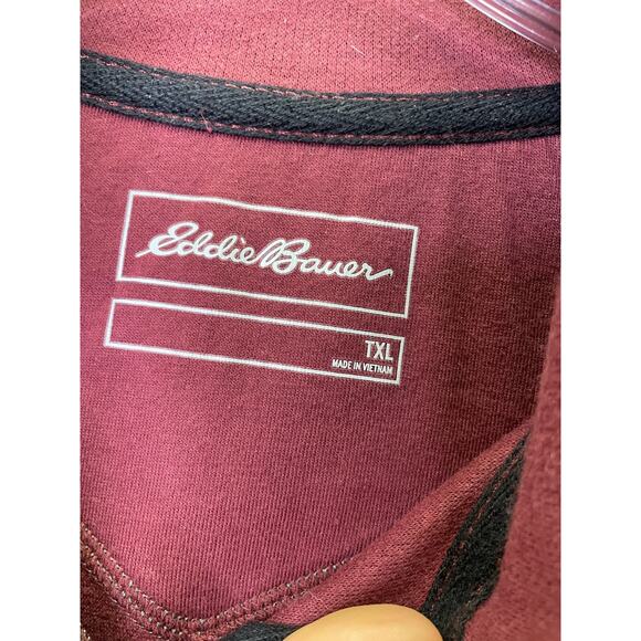 Eddie Bauer Sweater Mens XLT Burgundy Red 1/4 Zip Pullover - Picture 4 of 8